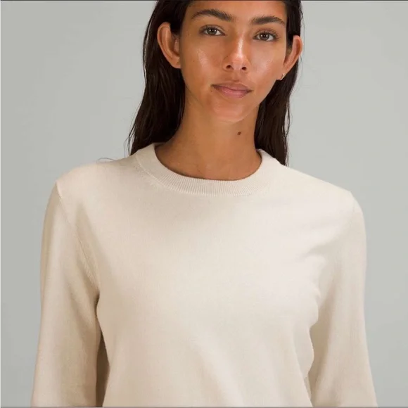 Lululemon Athletica Cream Crew Neck Sweater cotton cashmere - Picture 3 of 3